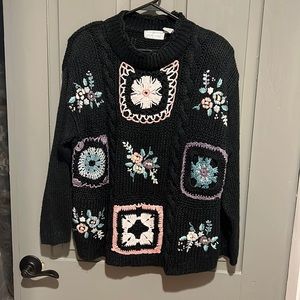 Vintage embroidered flower sweater Maggie Lawrence
